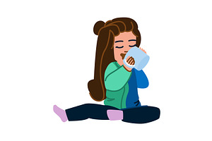 Young girl enjoying a soothing hot, a Food Illustration by pikepicture