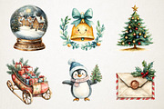 Cute Christmas Watercolor Clipart, an Illustration by RobertsArt (Thumbnail 5 of 7)