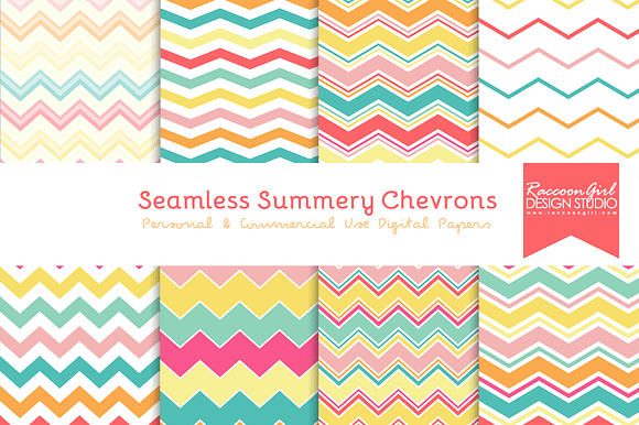 Seamless Summery Chevron Patterns preview 2