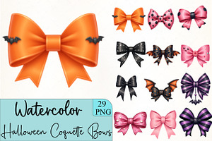 Halloween Coquette Bows Clipart, an Illustration by CrexoraLab