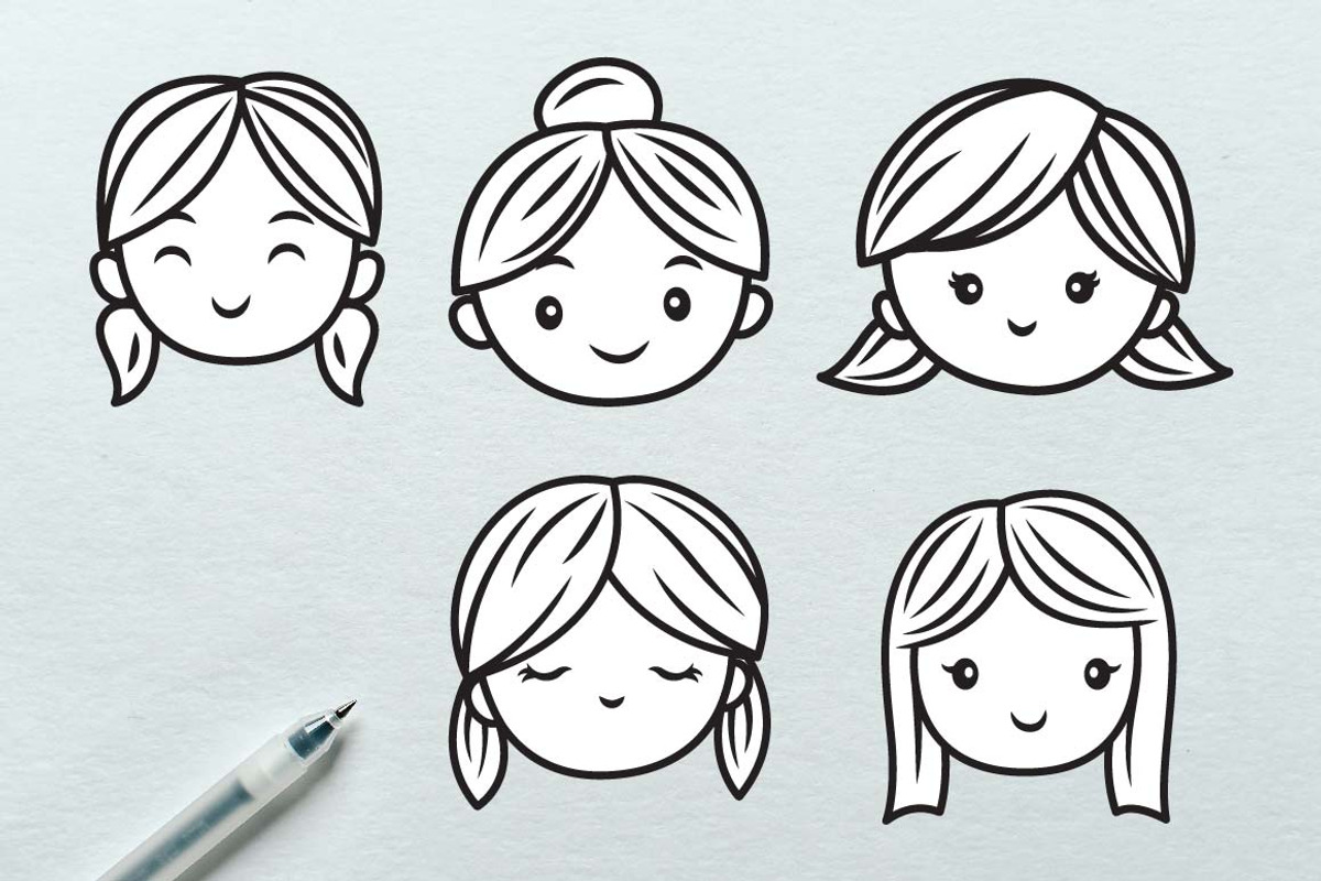 25 Girl Face Character in Line Art, a Person Illustration by jongcreative (Photo 8 of 8)