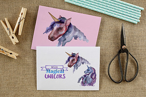 Magical Purple Unicorn PNG Set