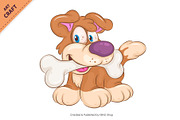 Cartoon Dog with Bone. Clipart., an Animal Illustration by KENO Mascots (Thumbnail 2 of 3)