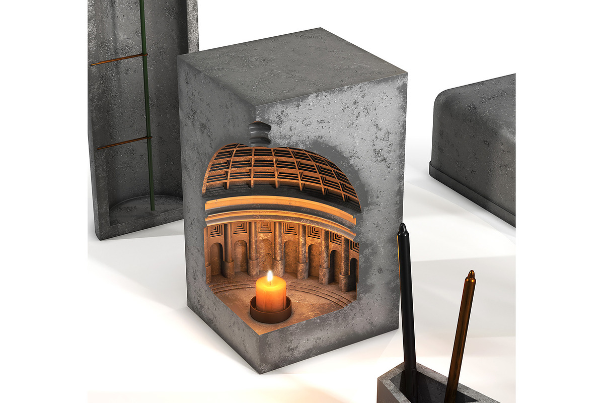 Brutalist architectural decor set, an Object 3D Model by Archidizer (Photo 3 of 6)