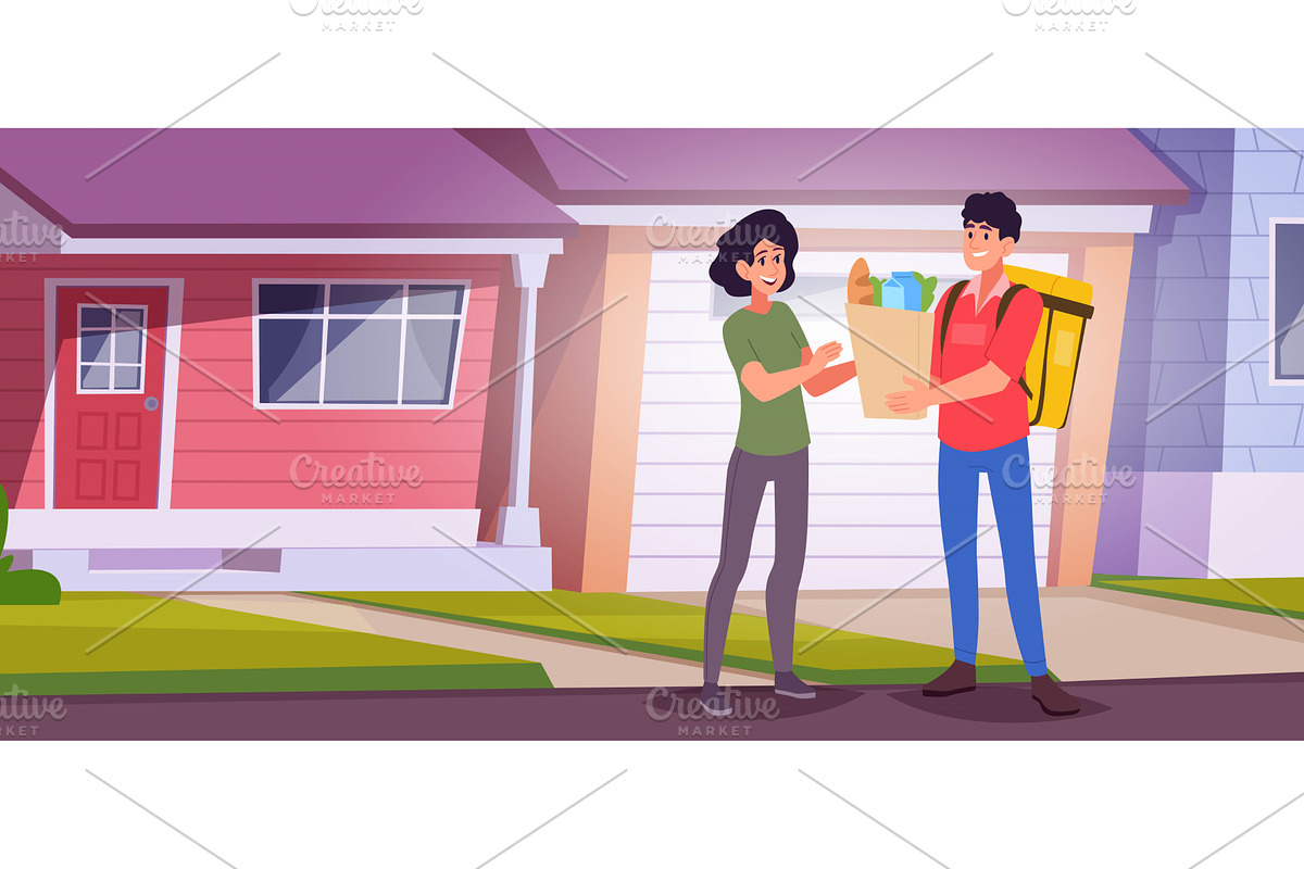 Urban delivery. Courier of foods, a Person Illustration by Onyx