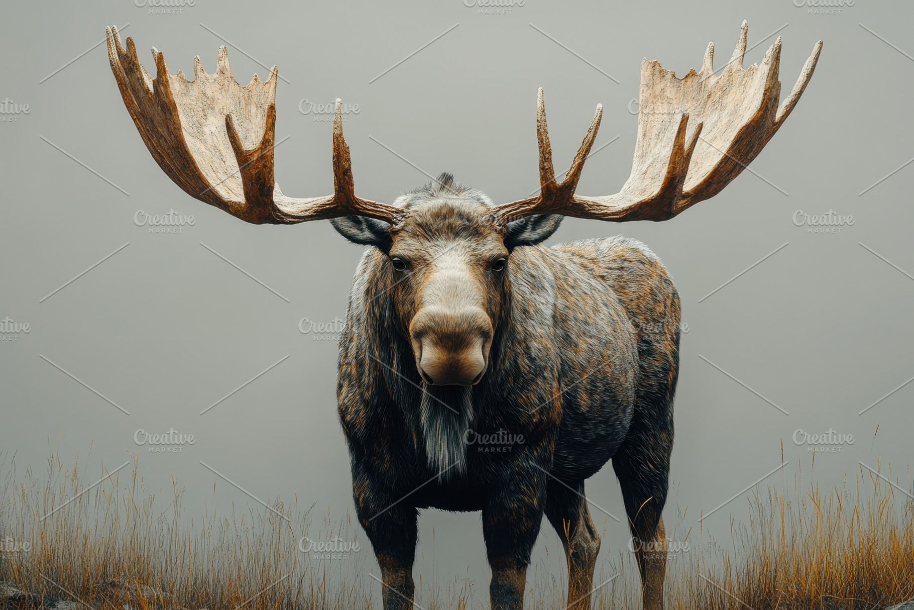 Majestic moose stands proudly in a m, a Photo by Tanuart
