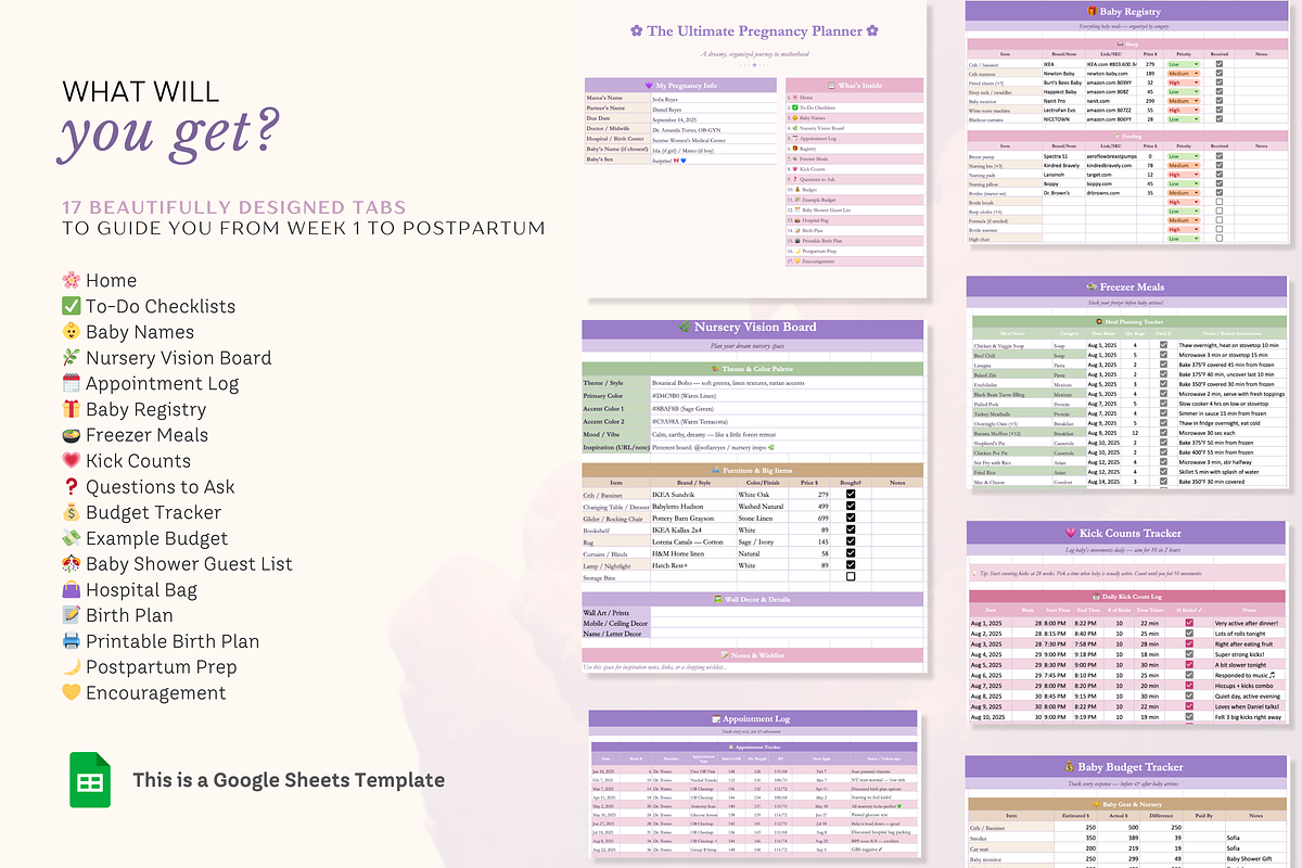 Pregnancy Planner Excel Spreadsheet, a Design Template by Matisse Studio (Photo 2 of 10)