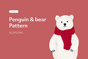 Penguin & Bear - Winter Pattern, an Illustration by naima.design (Thumbnail 2 of 6)