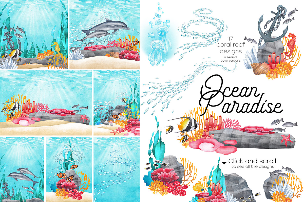 Ocean Paradise - watercolor mermaids, an Animal Illustration by Ekaterina Glazkova (Photo 8 of 14)