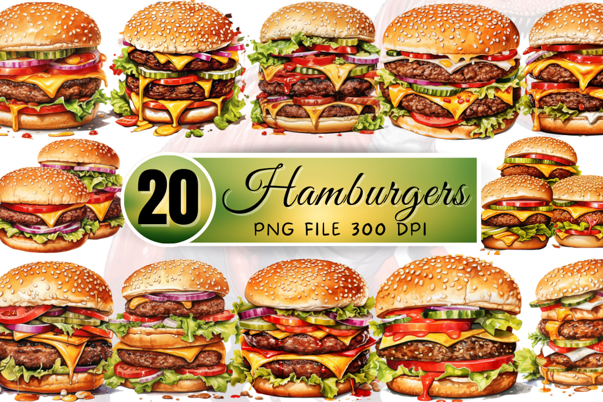 Big Hamburgers Sublimation Clipart, an Object Graphic by Regulrcrative (Photo 1 of 9)