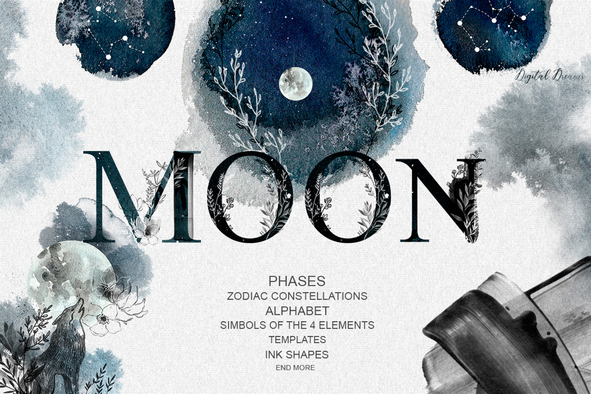 fhases MOON; zodiac constellations, an Object Graphic by DigitalDream (Photo 1 of 12)