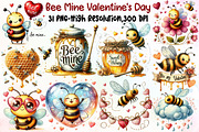 Cute Bee Mine Valentine's Day Clipar, an Illustration by Sublimation Artist (Thumbnail 1 of 6)