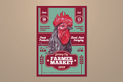 Rooster Art Farmers Market Flyer, a Flyer Template by ashenterprise (Thumbnail 1 of 3)