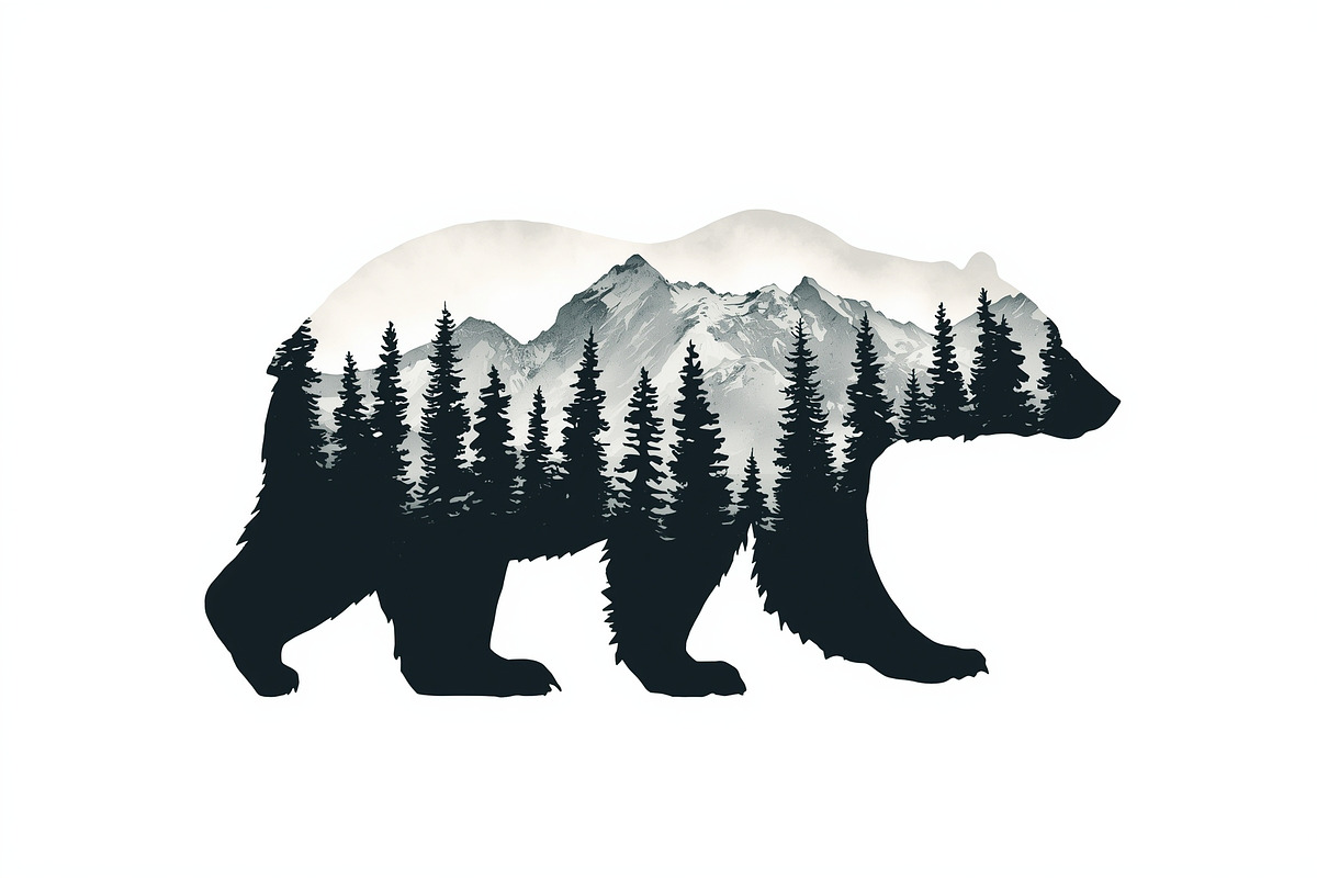 Wilderness Bear Double Exposure Set, an Illustration by musafir_fashion (Photo 6 of 10)