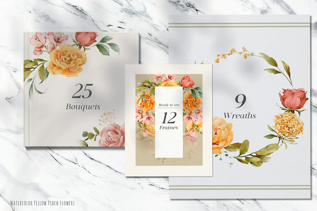 Watercolor Yellow Peach Flowers, a Decorative Illustration by Damian Roh (Photo 5 of 16)