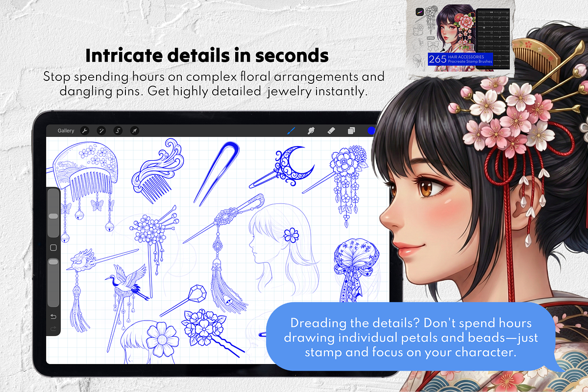 1500+ Hair Procreate Bundle, a Brush Add-On by Selentaori Studio (Photo 4 of 15)
