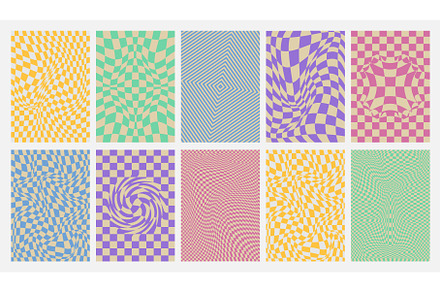 Y2k wavy checkerboard backgrounds, an Illustration by art PVP - market