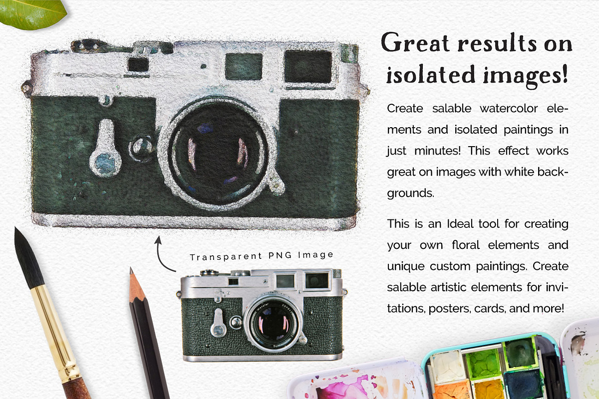 Vibrant Watercolor Photo Effect Kit, a Plug-in Add-On by Drifter Studio PrintShop (Photo 4 of 9)
