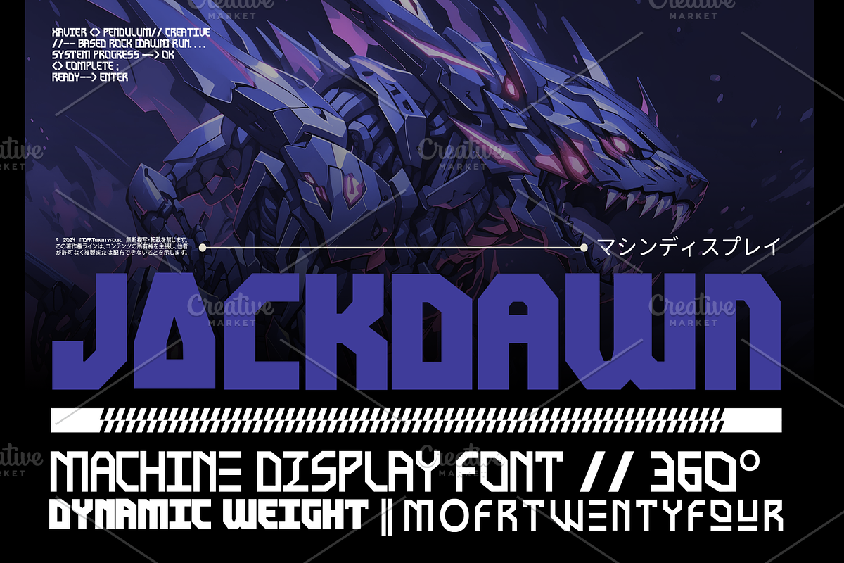 Jackdawn - Machine Display Font, a Sans Serif Font by Mofr 24 (Photo 1 of 8)