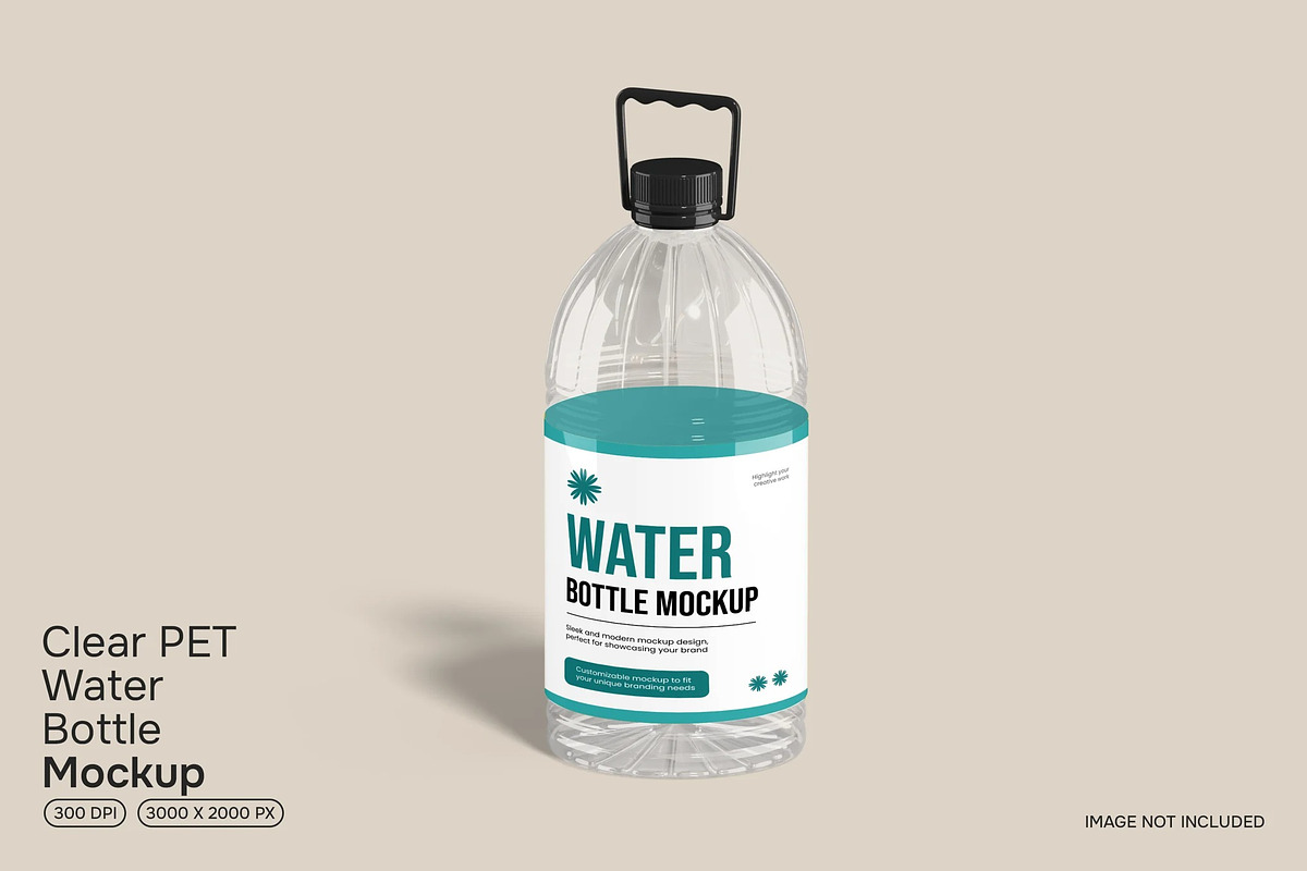 Clear PET Water Bottle Mockup, a Packaging Mockup by renderstockmarket