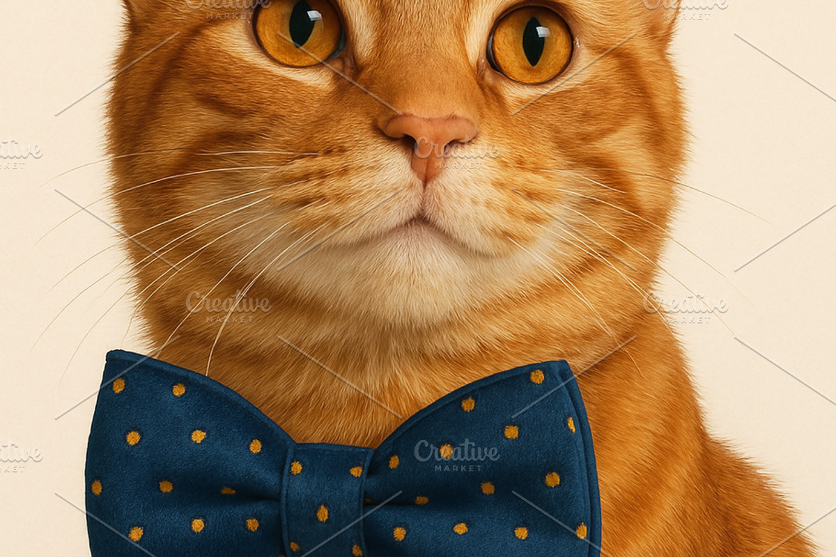 Ginger Tabby in Navy Bow Tie, an Animal Photo by TheSimpleCreator (Photo 2 of 2)