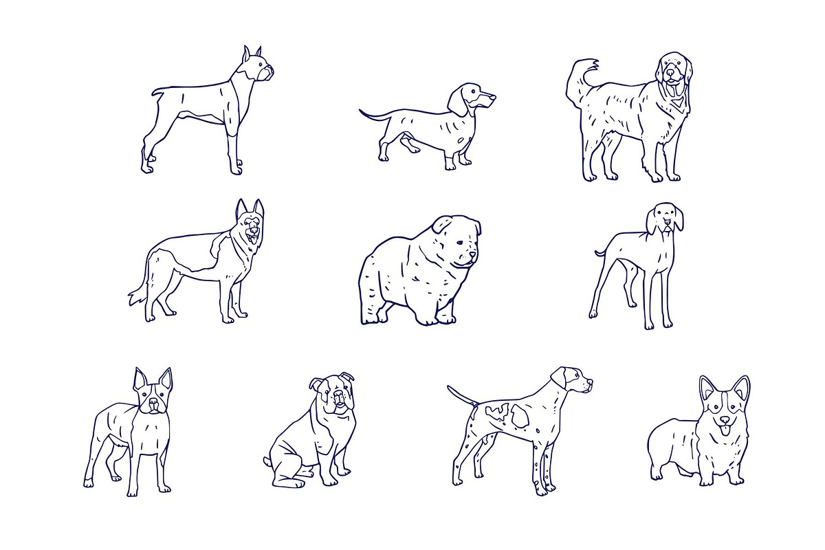 Dog Breeds Hand Drawn Illustration, an Animal Illustration by SLAB! Design (Photo 2 of 3)