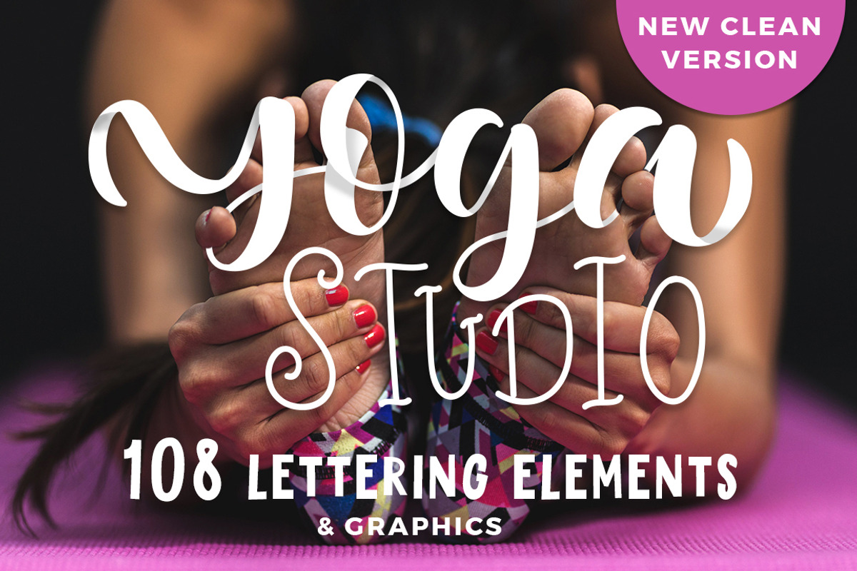 Yoga studio lettering & graphic set, an Object Graphic by Beauty Drops (Photo 1 of 6)