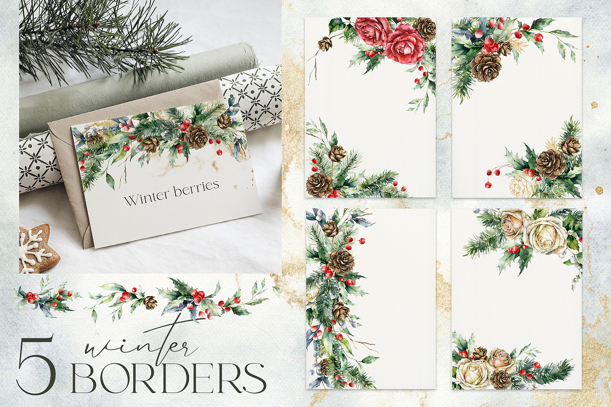 Christmas watercolor Winter Berries, a Seasonal Illustration by Yuliya Derbisheva (Photo 9 of 17)