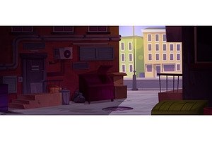 Old City Alley Street Cartoon Vector