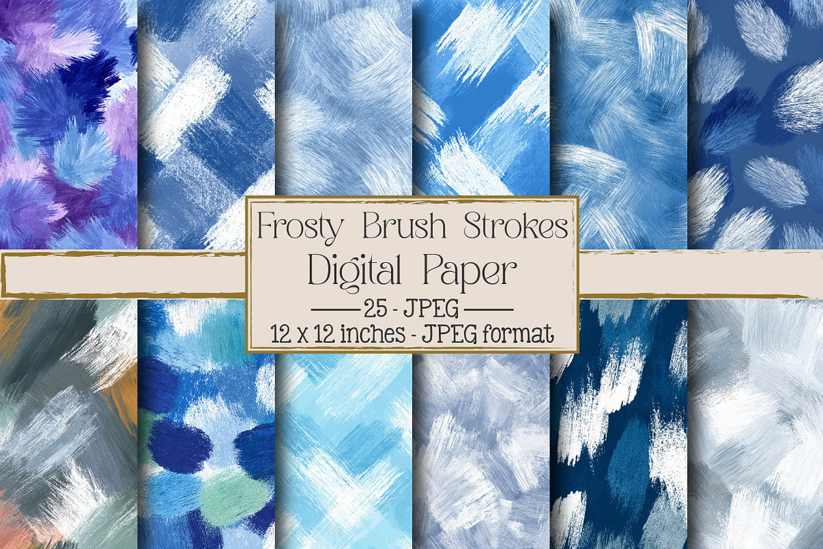 Frosty Brush Strokes Digital Paper, an Illustration by DreamPrint404 (Photo 1 of 4)