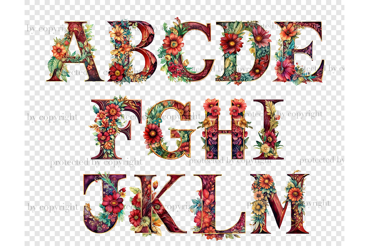 Bohemian Alphabet | Wedding Clipart, a Decorative Illustration by GlamArtZhanna (Photo 4 of 5)