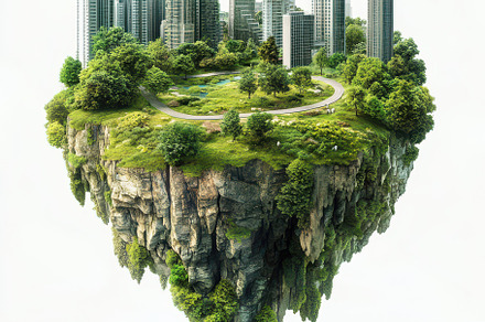 Floating City Green Oasis Sustainabl, a Background Photo by Pixeness