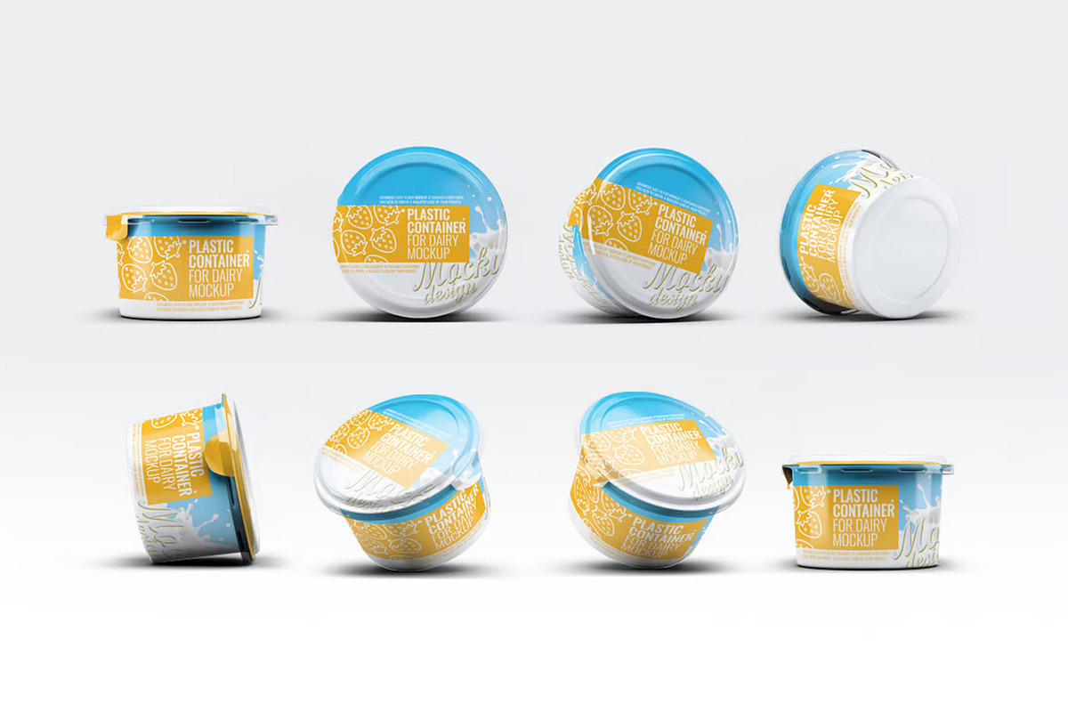 Plastic Container for Dairy Mock-Up, a Packaging Mockup by Se٧enStudio (Photo 1 of 8)