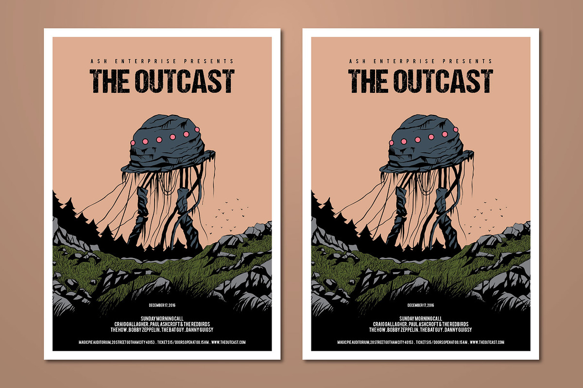 Hand Drawn Outcast Alien Robot Flyer, a Flyer Template by ashenterprise (Photo 2 of 3)