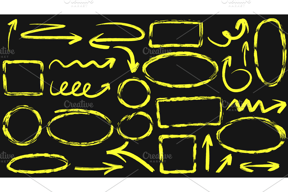 Set of bright yellow neon marker, an Illustration by Tati_Kli