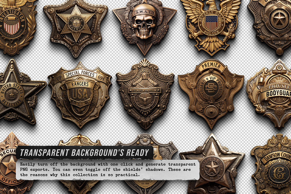 Police / Army / Sheriff Metal Badges, an Object Graphic by Hyperpix Productions (Photo 4 of 21)