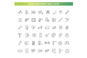 Door Hardware and Locks Line Icons, an Outline Icon by Tettygreen (Thumbnail 1 of 2)