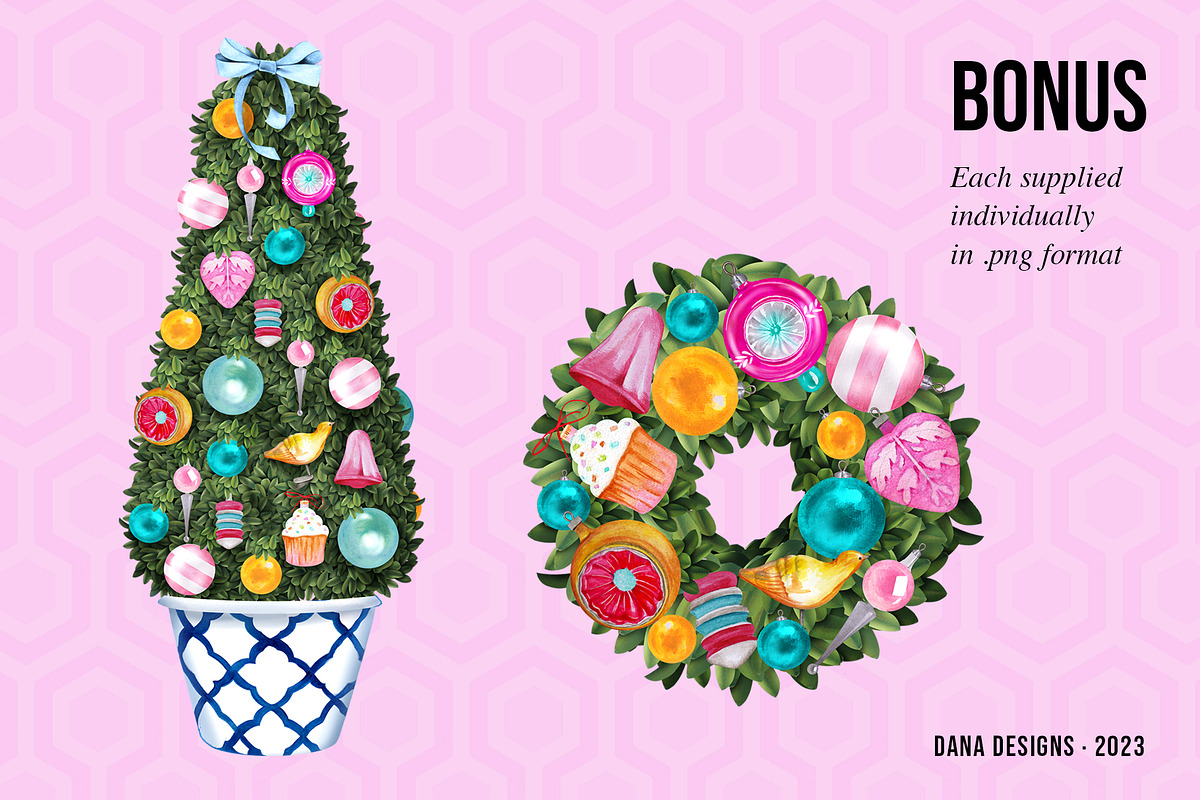 SWEETLY RETRO Christmas Ornaments, a Seasonal Illustration by Dana Designs (Photo 3 of 4)