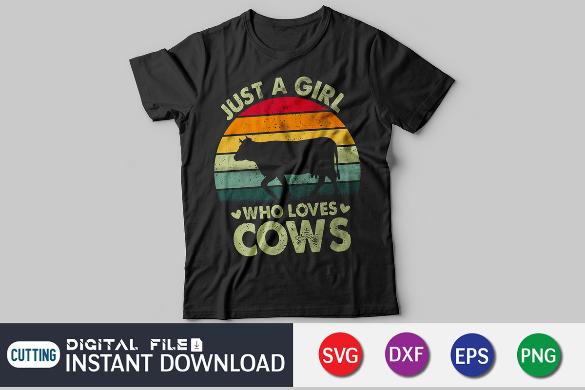 Retro Just a Girl who Loves Cows, an Object Graphic by FunnySVGCrafts (Photo 1 of 2)
