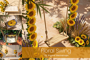 32 Floral Swing Digital Backdrops