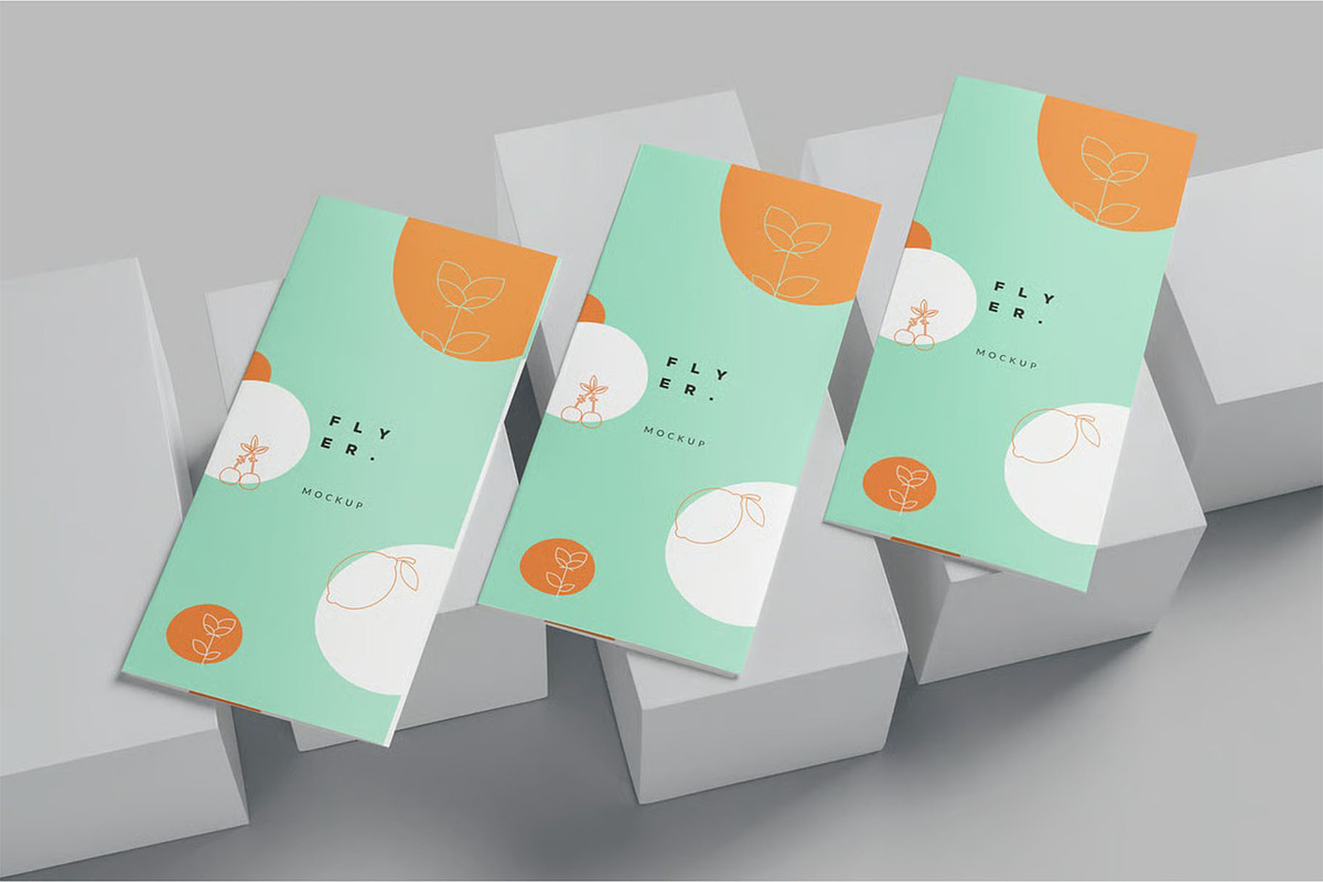 Tri-Fold Vertical Flyer Mockups, an Advertising Mockup by megostudi0 (Photo 2 of 5)