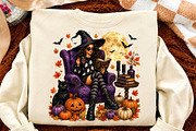 Halloween Cute Witch Reading Book, a Seasonal Illustration by Canvas Craft (Thumbnail 4 of 6)