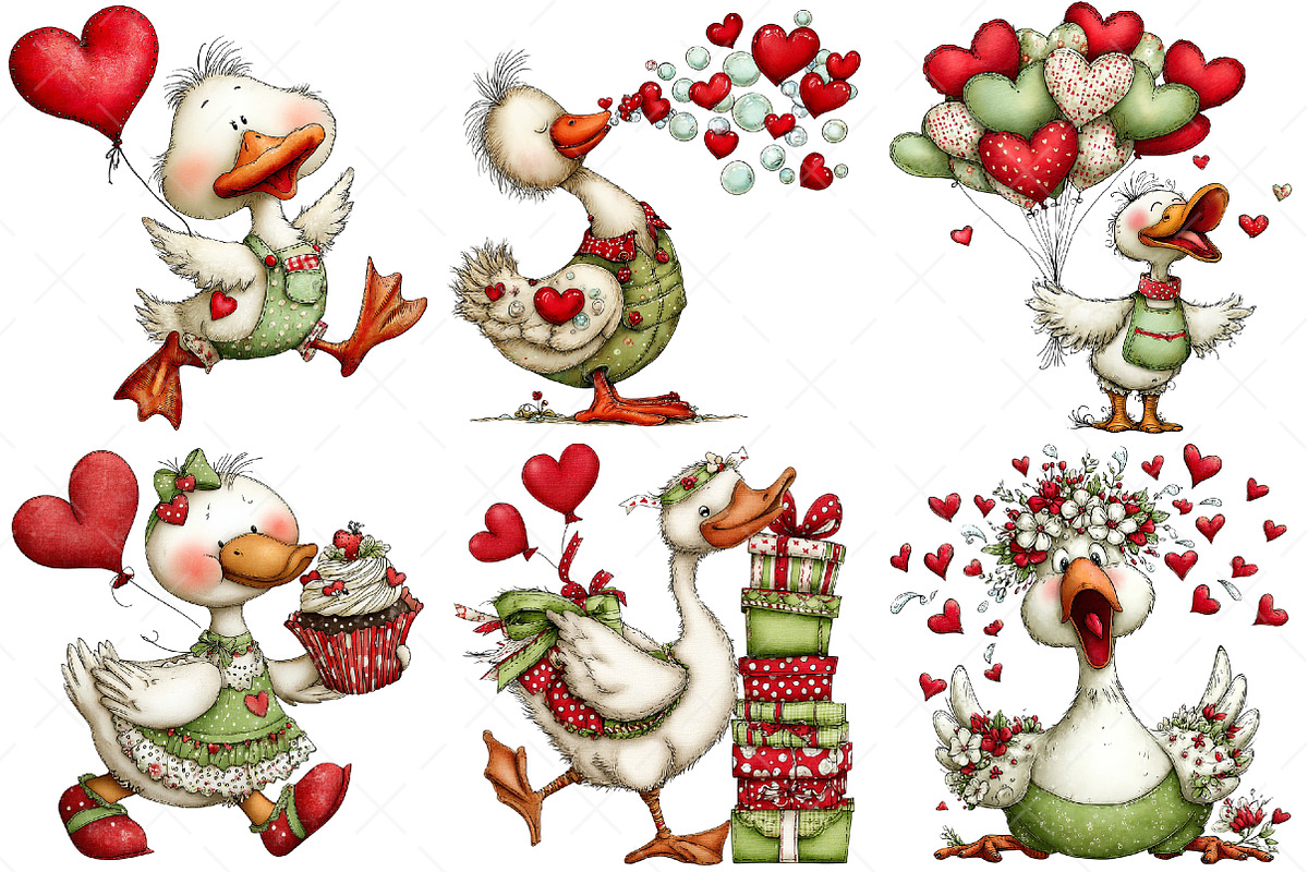 Funny Panic Goose Valentine Clipart, an Illustration by Craft Nest (Photo 8 of 10)