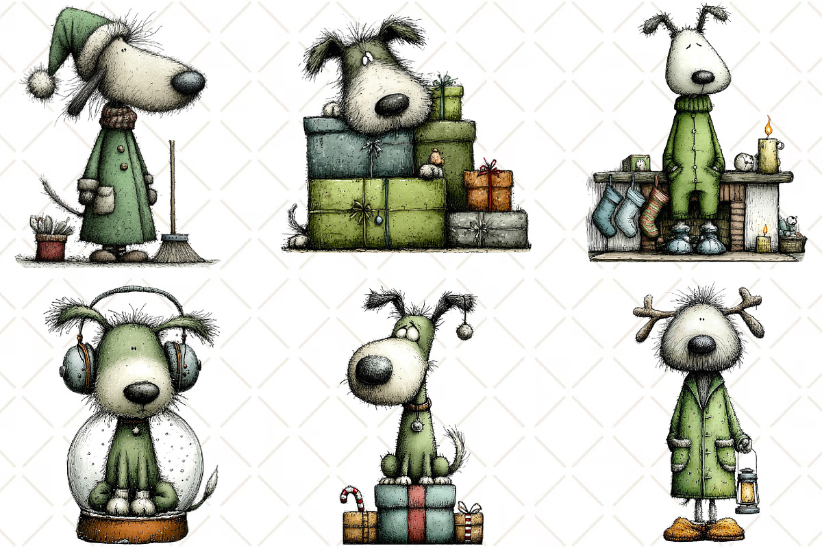 Quirky Christmas Dog Clipart, an Illustration by Black Bird Studio (Photo 5 of 6)