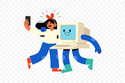 Young Girl Selfie Pose With Robot, a Person Illustration by Partikusi Design (Thumbnail 3 of 3)