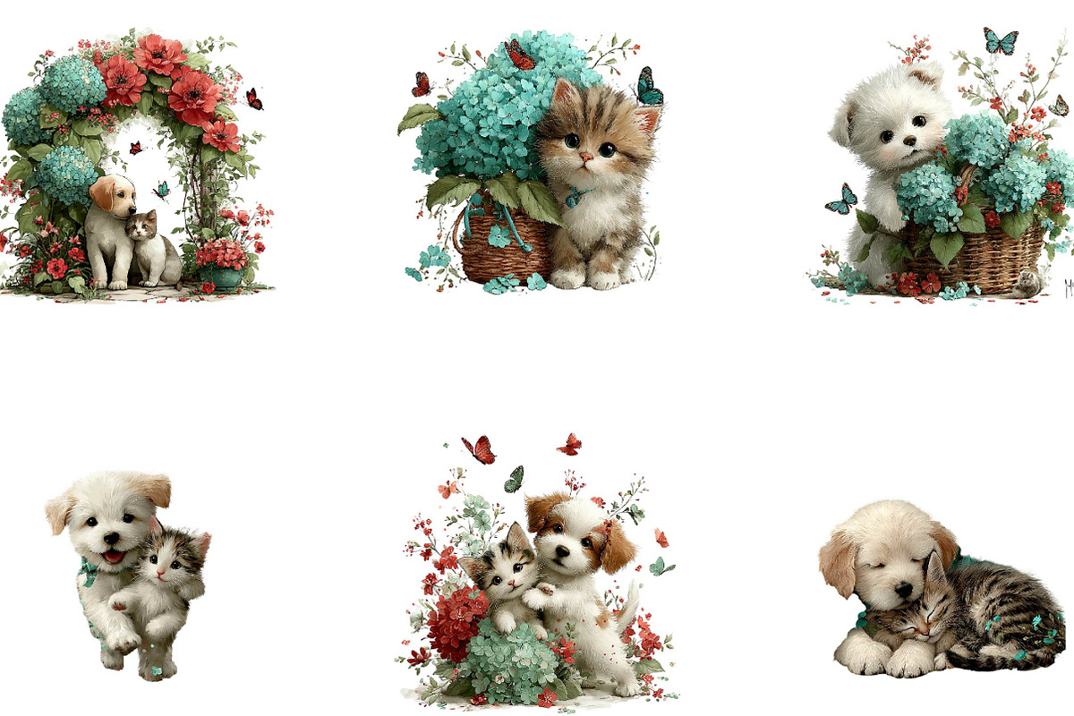 Whimsical Cute Dog and Cat Clipart, a Seasonal Illustration by CreationArt (Photo 5 of 5)