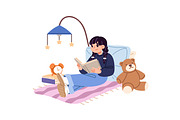 Cute kids reading paper books set, a Person Illustration by PaperTrident (Thumbnail 9 of 9)