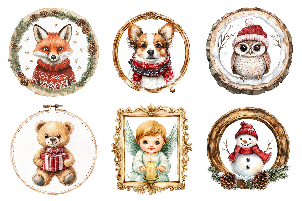 Vintage Christmas Framed Character, an Illustration by Daily.Designs (Photo 4 of 5)