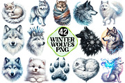 Winter Wolves Clipart, an Illustration by Pixels.Craft (Thumbnail 1 of 7)