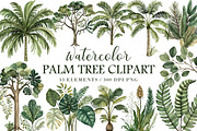 Watercolor Palm Tree Clipart, an Illustration by Libby Wishes (Thumbnail 1 of 7)